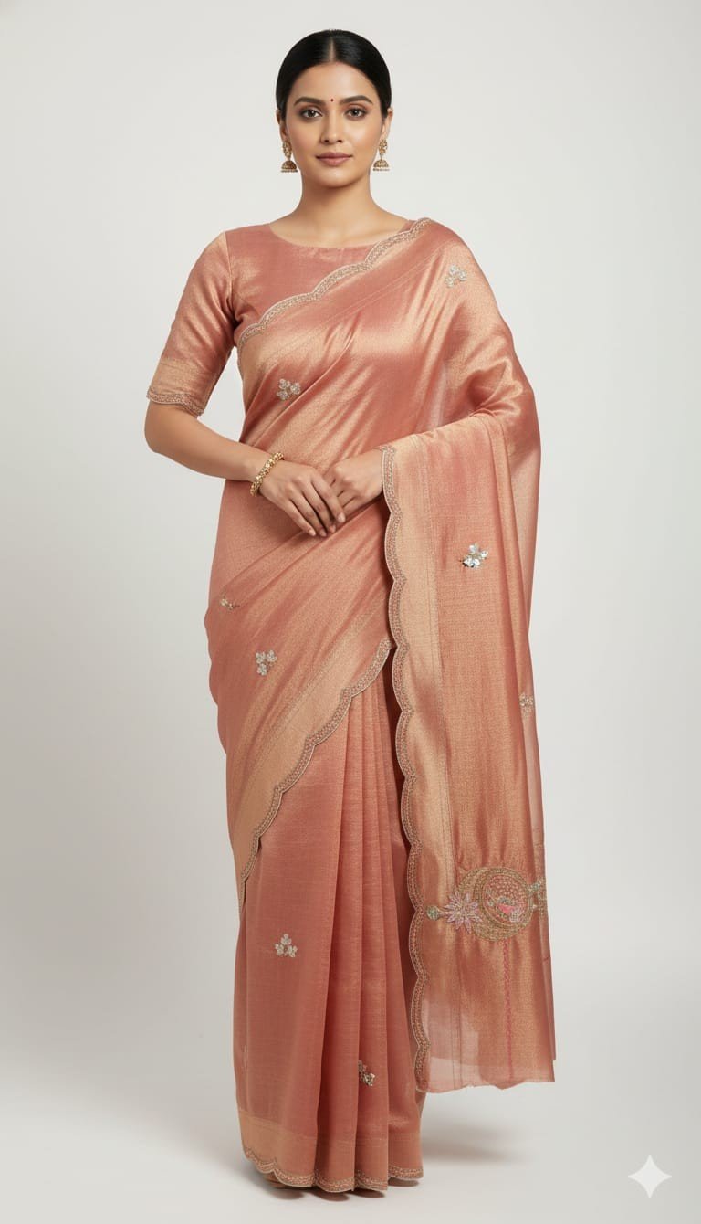 Crush Tissue Silk Work Saree