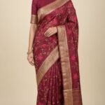 Premium Dola Silk Phulkari Work Saree with Handcrafted Floral Embroidery, Rich Border and Tassel Pallu Elegant Ethnic Wear
