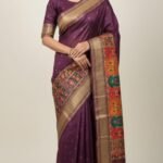 Premium Kashmiri Silk Saree with Traditional Multicolor Floral Motifs, Decorative Border and Tassel Pallu Elegant Ethnic Wear