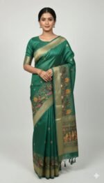 Premium Linen Cotton Printed Saree with Traditional Motifs, Rich Border and Elegant Pallu Lightweight Ethnic Wear