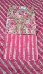 Pure Cotton Printed & Moti Work Suit Set with Cotton Dupatta and Cotton Bottom Elegant Ethnic Wear - Image 2