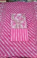 Pure Cotton Printed & Moti Work Suit Set with Cotton Dupatta and Cotton Bottom Elegant Ethnic Wear - Image 3