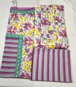 Pure Cotton Printed Suit Set with Floral Kurta, Cotton Printed Dupatta and Stripe Cotton Bottom Comfortable Daily Wear - Image 3