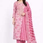 Pure Cotton Printed & Moti Work Suit