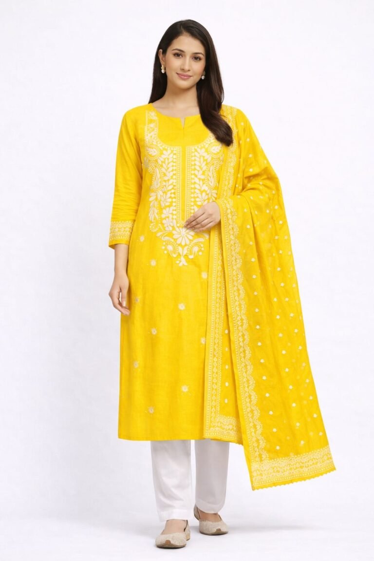 Pure Cotton Chikankari Work Suit Set