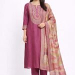 Maslin Silk Chikankari Work Suit