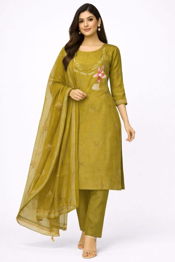 Maslin Silk Moti Work Suit