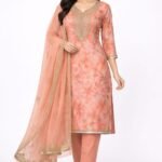 Organza Galla Work Suit Set with Organza Dupatta and Tapeta Bottom Elegant Festive Ethnic Wear