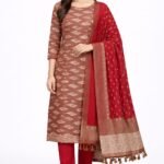 Pure Cotton Ikat Print Suit Set with Matching Dupatta and Cotton Bottom Traditional Ethnic Wear