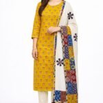 Pure Cotton Suit Set with Pure Cotton Patch Work Dupatta and Cotton Bottom Elegant Ethnic Wear