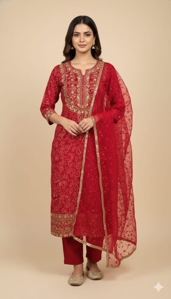 Pure Cotton Bandhej Print Suit