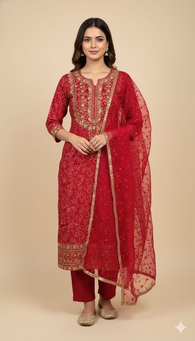 Pure Cotton Bandhej Print Suit