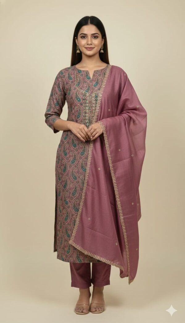 Maslin Cotton Moti Work Suit