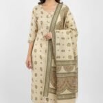 Handloom Cotton Madhubani Printed Suit Set with Dupatta and Cotton Bottom Traditional Ethnic Wear