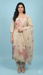 Premium Jamdani Cotton Dhaga Work Suit Set with Hand Embroidered Kurta, Elegant Dupatta and Solid Tapeta Bottom Ethnic Wear