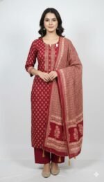 Pure Cotton All Over Printed Suit Set with Cotton Dupatta and Matching Cotton Bottom Comfortable Ethnic Wear