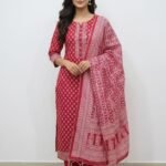 Pure Cotton All Over Printed Suit Set with Cotton Dupatta and Matching Cotton Bottom Comfortable Ethnic Wear