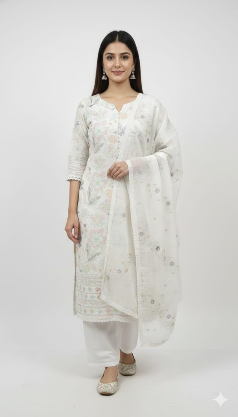 Pure Cotton Dhaga Work Suit