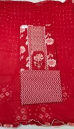 Cotton Printed Suit Set with Bandhej Printed Chiffon Dupatta and Cotton Printed Bottom Elegant Daily & Festive Wear - Image 2