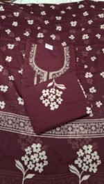 Pure Cotton Moti Work Suit Set with Cotton Printed Dupatta and Cotton Printed Bottom Elegant Ethnic Wear - Image 2