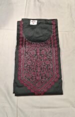 Grey Cotton Work Suit Set with Maslin Cotton Work Dupatta and Tapeta Silk Bottom Elegant Unstitched Ethnic Wear - Image 4