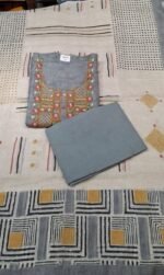 Lily Cotton Work Suit Set with Linen Cotton Printed Dupatta and Tapeta Silk Bottom Elegant Ethnic Wear - Image 2