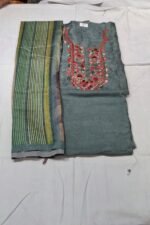 Linen Cotton Work Suit Set with Linen Cotton Printed Dupatta and Tapeta Silk Bottom Elegant Ethnic Wear - Image 4