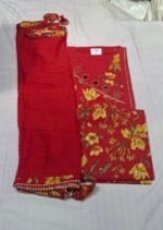 Mustard Cotton Printed Work Suit Set with Chiffon Dupatta and Cotton Bottom Elegant Ethnic Wear - Image 3