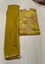 Grey Cotton Printed and Work Suit Set with Chiffon Dupatta and Cotton Bottom Elegant Ethnic Wear - Image 3