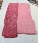 Pink Cotton Bandhej Printed Chikankari Work Suit Set with Cotton Bandhej Dupatta and Cotton Bottom Elegant Ethnic Wear - Image 3