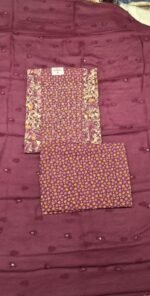 Mustard Cotton Printed Work Suit Set with Chiffon Dupatta and Cotton Bottom Elegant Ethnic Wear - Image 2