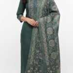Green Tissue Cotton Printed Suit