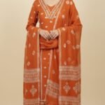 Mustard Cotton Printed Work Suit Set with Chiffon Dupatta and Cotton Bottom Elegant Ethnic Wear