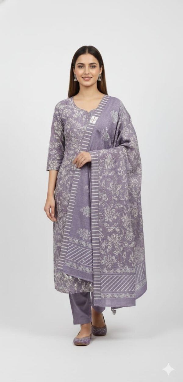 Cotton Printed Suit Set with Cotton Printed Dupatta and Cotton Bottom Elegant Daily Wear