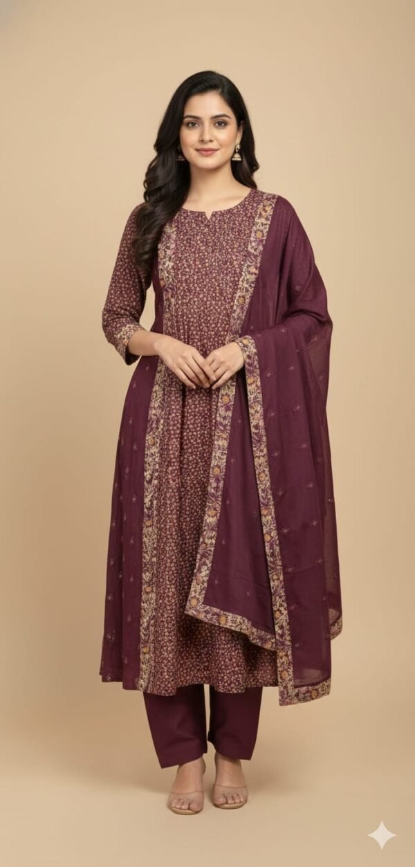 Mushroom Cotton Ajrak Printed Suit Set with Mushroom Cotton Printed Dupatta and Cotton Bottom Traditional Ethnic Wear