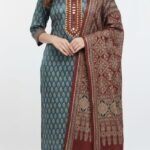 Mushroom Cotton Ajrak Printed Suit