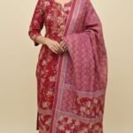 Cotton Printed and Work Suit Set with Cotton Printed Dupatta and Cotton Bottom Elegant Ethnic Wear