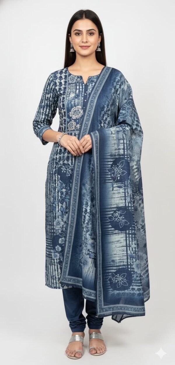 Cotton Printed and Work Suit Set with Cotton Printed Dupatta and Cotton Bottom Elegant Ethnic Wear