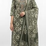 Grey Cotton Printed Suit Set with Maslin Cotton Printed Dupatta and Cotton Bottom Elegant Ethnic Wear