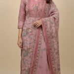 Linen Cotton Work Suit Set with Linen Cotton Printed Dupatta and Cotton Bottom Elegant Ethnic Wear