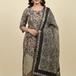 Grey Cotton Printed Suit