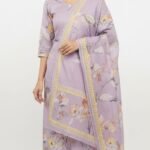 Grey Cotton Printed Suit