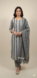Handloom Cotton Mirror Work Suit