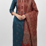 Mushroom Silk Ajrak Printed Suit