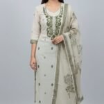 Linen Cotton Chikankari Galla Work Suit