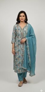 Pure Cotton Printed Neck Work Suit