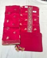 Maslin Silk Suit Set with Maslin Silk Dupatta and Tapeta Bottom Festive Ethnic Wear - Image 3