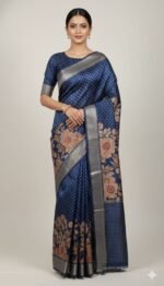 Cotton Silk Saree with Contrast Border and Tassel Pallu Traditional Ethnic Wear
