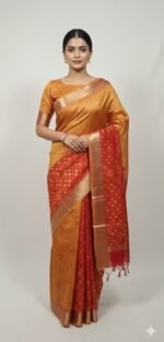 Cotton Silk Saree with Contrast Border and Tassel Pallu Traditional Ethnic Wear