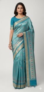 Cotton Silk Saree with Contrast Border and Tassel Pallu Traditional Ethnic Wear